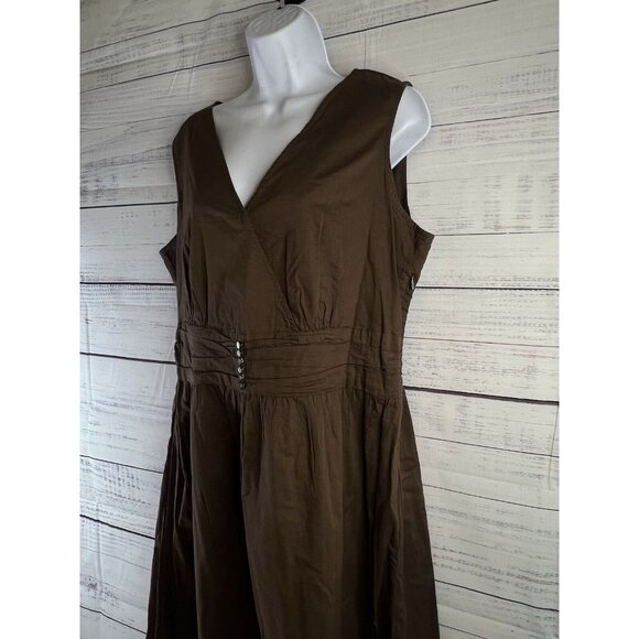 Vintage J Jill Maxi Dress Women 16T Cotton Brown Sleeveless Handmaid Peasant - Picture 5 of 16